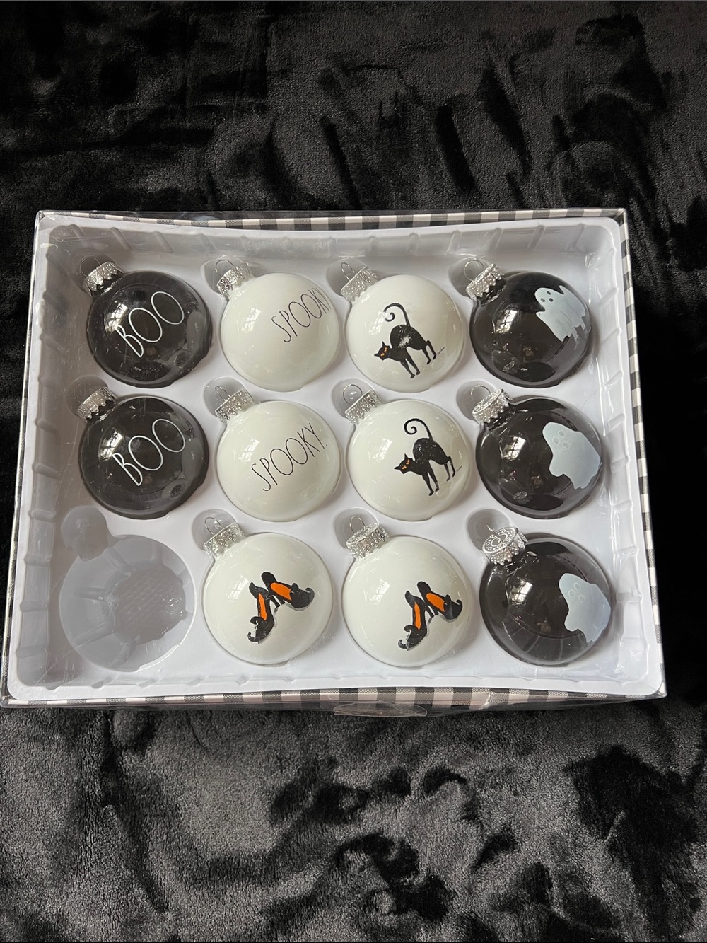 Rae Dunn Black & White Halloween Ornament Set of 12 / one missing/ see the pic